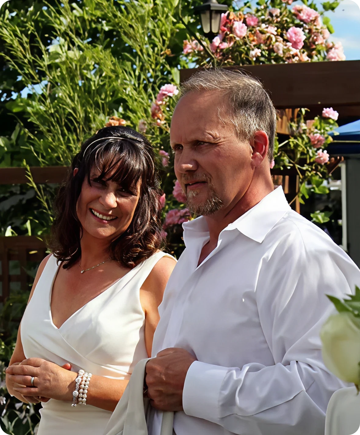 Smiling couple at outdoor event