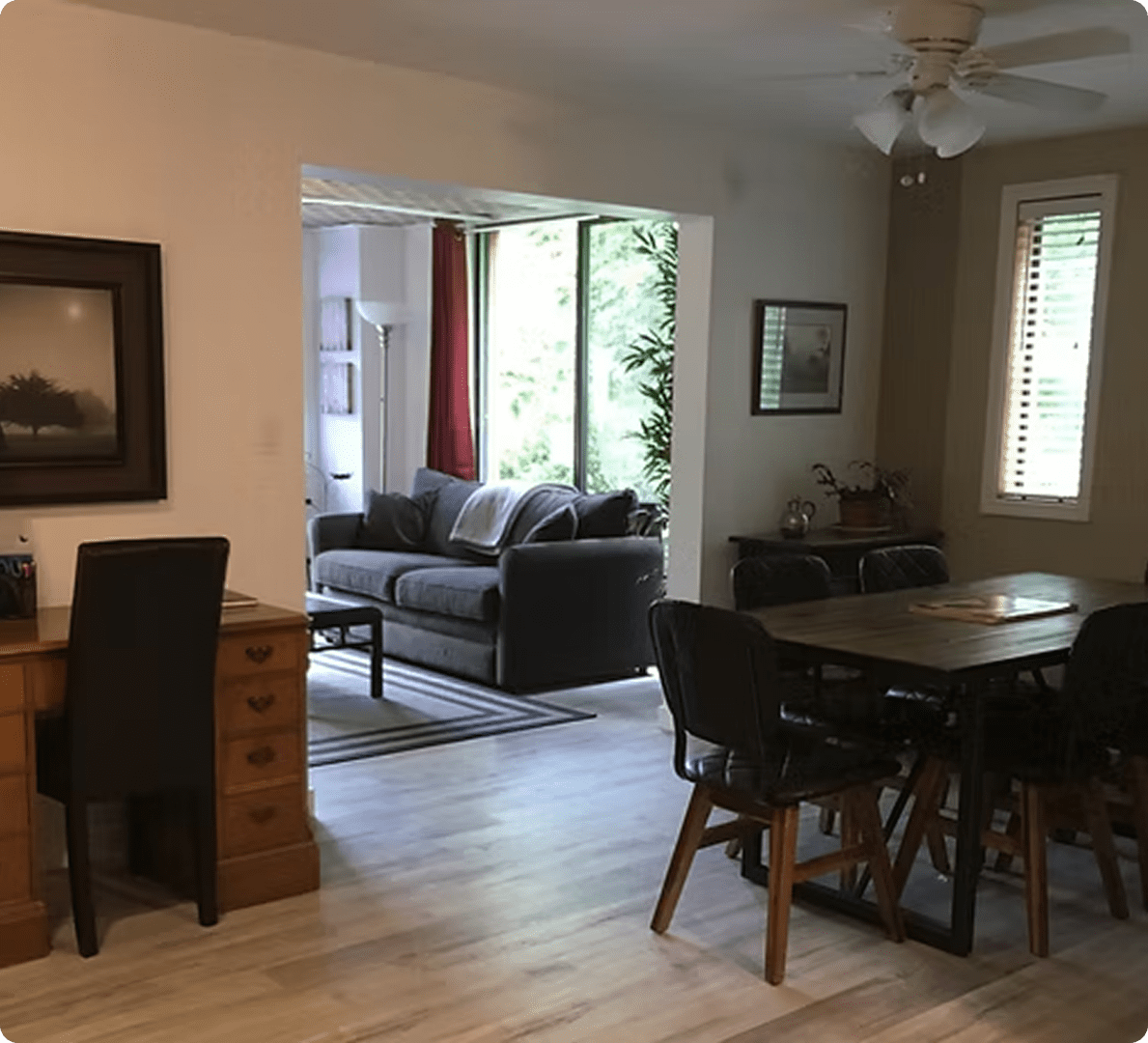 Open-plan living and dining area