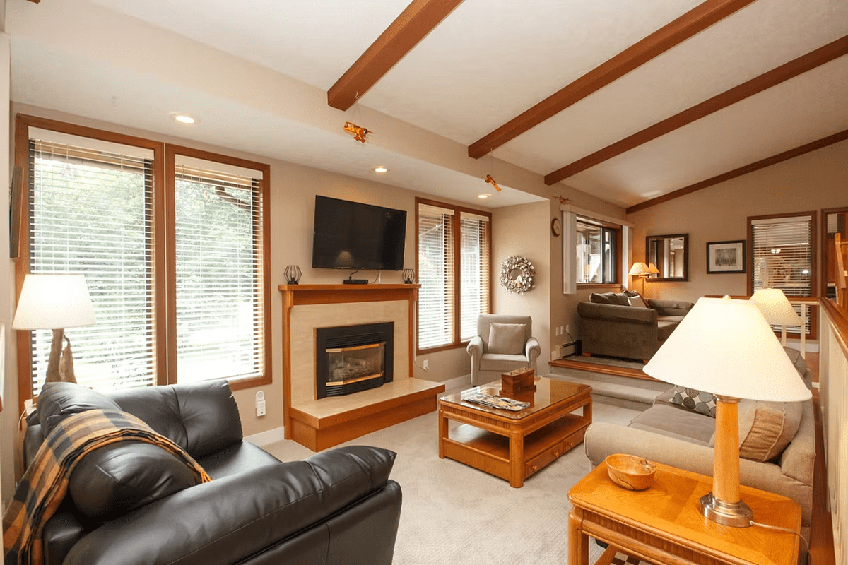 Bright living space with large windows