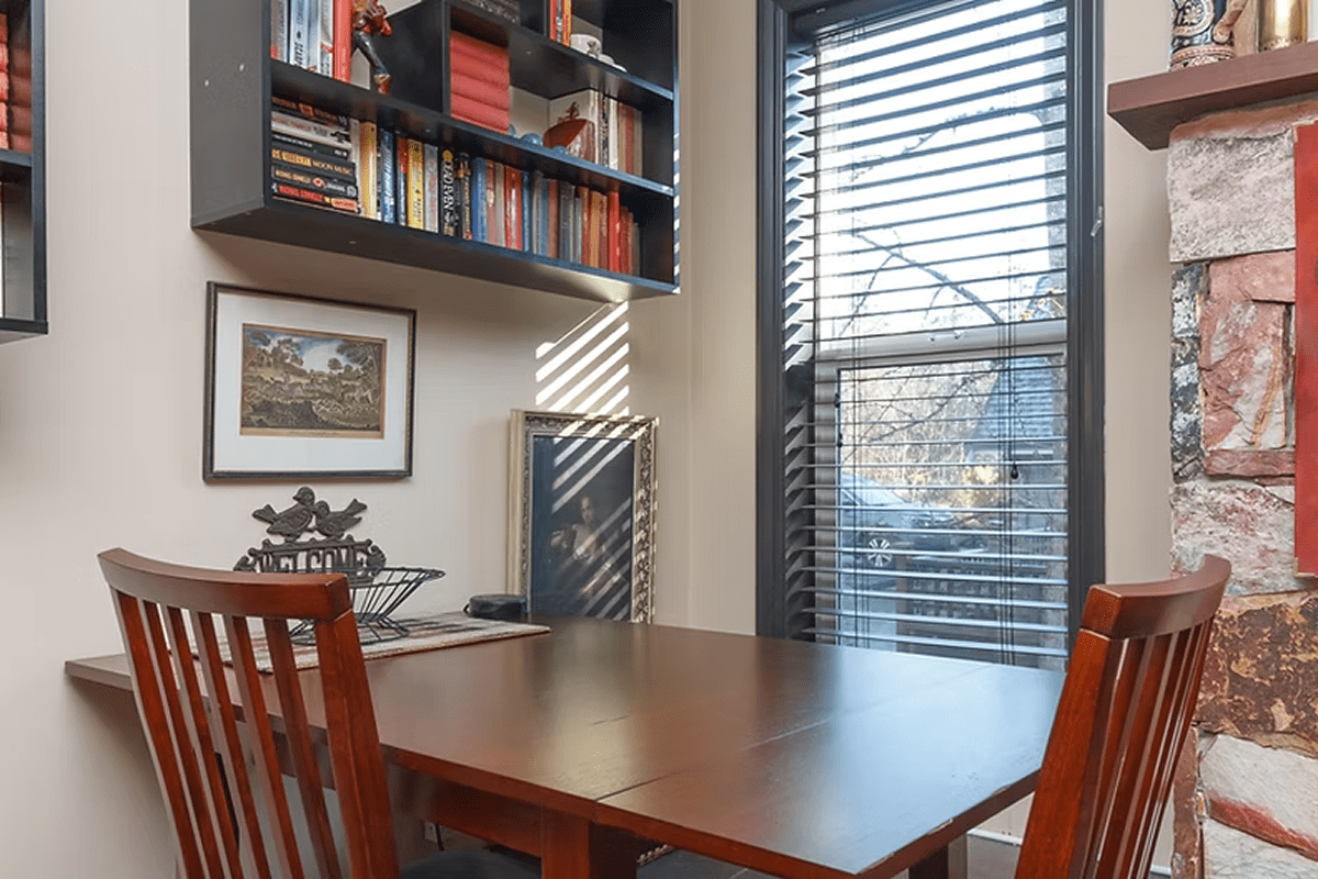 Cozy home office with wooden desk