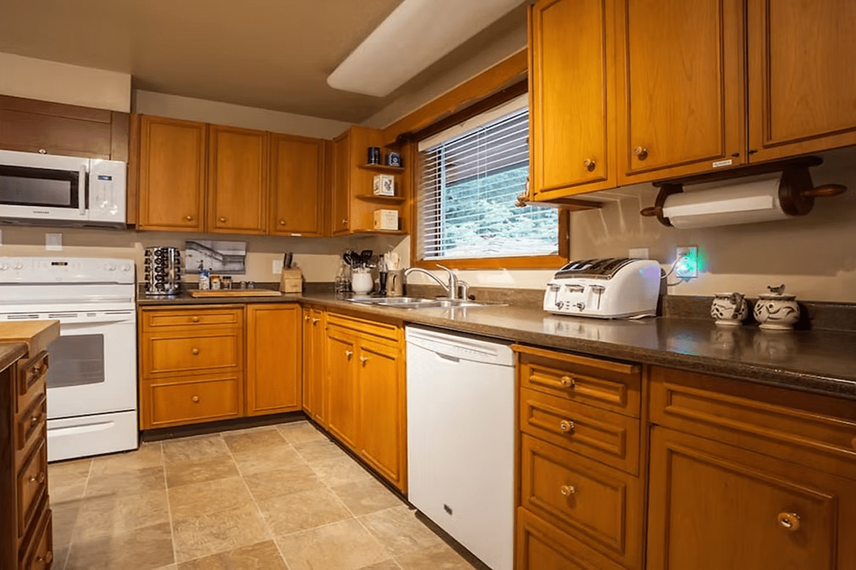Cozy kitchen with warm wooden tones
